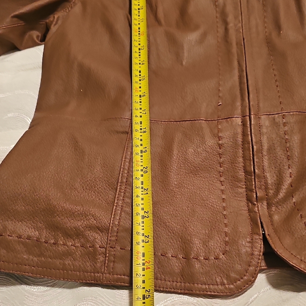 Coldwater Creek Tan Leather Jacket Womans Large - Picture 11 of 15